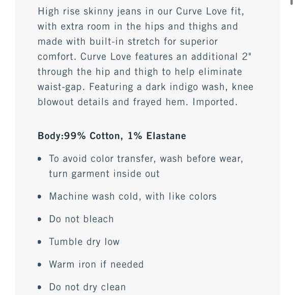 Abercrombie Curve Love High Rise Skinny size 33T NWOT - Picture 5 of 5